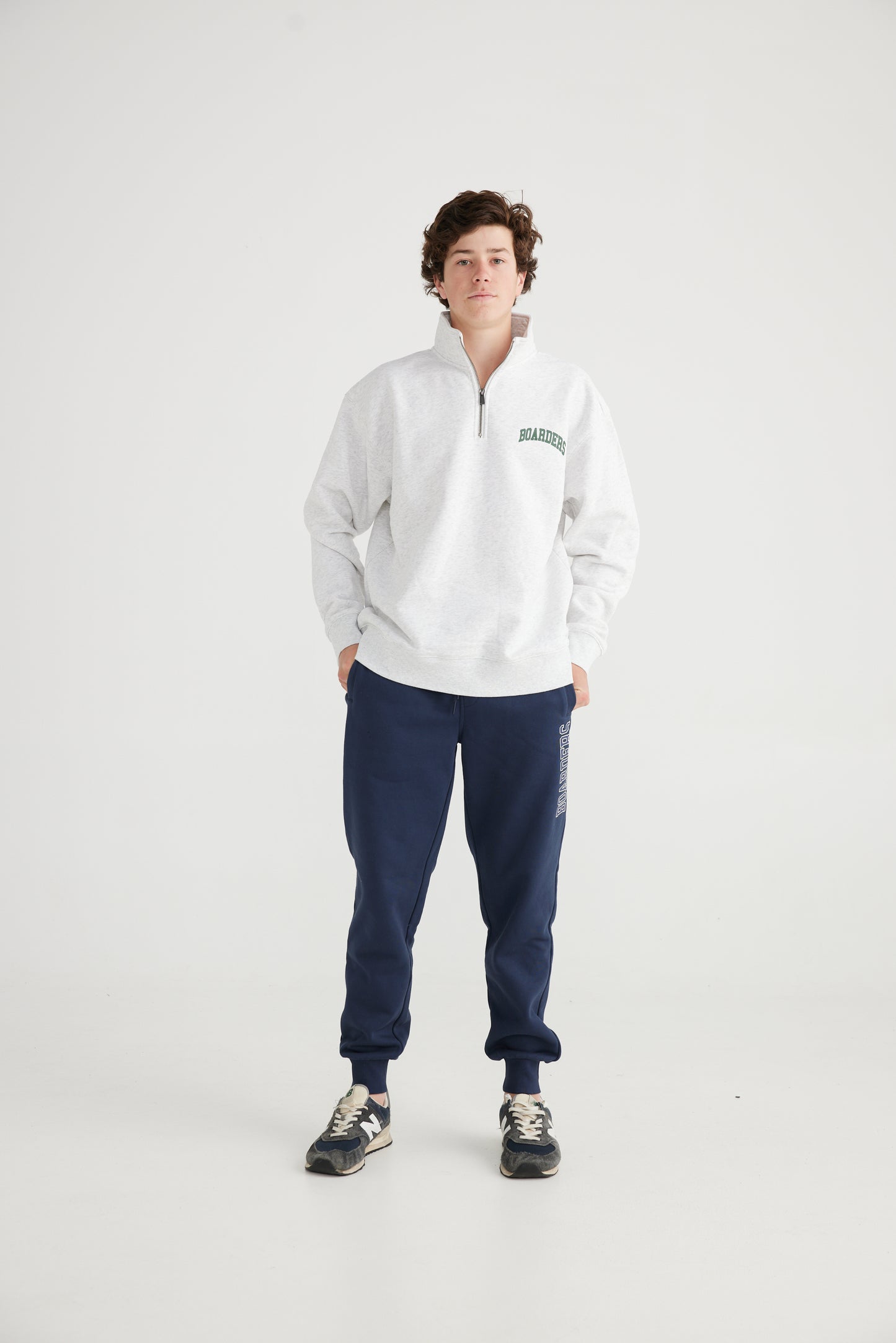 Unisex Quarter Zip White Marle