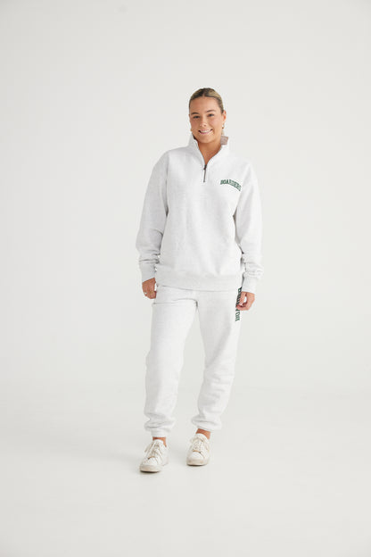 Unisex Quarter Zip White Marle