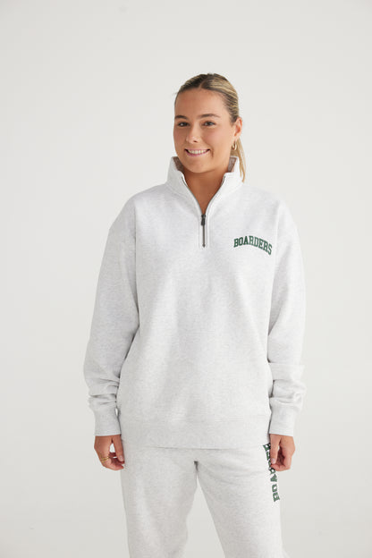 Unisex Quarter Zip White Marle